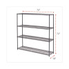 Ba Plus Wire Shelving Kit, Four-Shelf, 72w x 18d x 72h, Black Anthracite Plus
