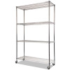 Nsf Certified 4-Shelf Wire Shelving Kit With Casters, 48w X 18d X 72h, Silver