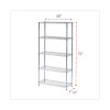 Residential Wire Shelving, Five-Shelf, 36w X 14d X 72h, Silver