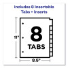 Insertable Big Tab Dividers, 8-Tab, Double-Sided Gold Edge Reinforcing, 11" x 8.5", Buff, Assorted Tabs, 1 Set