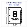 Insertable Big Tab Dividers, 8-Tab, Double-Sided Gold Edge Reinforcing, 11 x 8.5, White, Clear Tabs, 1 Set