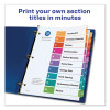 Customizable Toc Ready Index Multicolor Tab Dividers, Uncollated, 10-Tab, 1 To 10, 11 x 8.5, White, 24 Sets