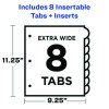 Insertable Style Edge Tab Plastic 1-Pocket Dividers, 8-Tab, 11.25 X 9.25, Translucent, 1 Set
