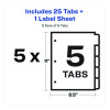 Print And Apply Index Maker Clear Label Dividers, Copiers, 5-Tab, 11 x 8.5, White, 5 Sets
