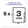 Print And Apply Index Maker Clear Label Dividers, 3-Tab, White Tabs, 11 x 8.5, White, 5 Sets
