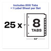 Print And Apply Index Maker Clear Label Dividers, 8-Tab, 11 x 8.5, White, 25 Sets