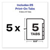 Customizable Print-On Dividers, Unpunched, 5-Tab, 11 x 8.5, White, 5 Sets
