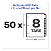 Print And Apply Index Maker Clear Label Dividers, 8-Tab, 11 x 8.5, White, 50 Sets