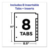Insertable Big Tab Plastic Dividers, 8-Tab, 11 X 8.5, Clear, 1 Set