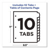 Customizable Toc Ready Index Multicolor Tab Dividers, 10-Tab, 1 To 10, 11 x 8.5, White, Contemporary Color Tabs, 1 Set