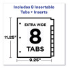 Insertable Big Tab Plastic 2-Pocket Dividers, 8-Tab, 11.13 X 9.25, Assorted, 1 Set