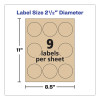 Round Brown Kraft Print-To-The-Edge Labels, 2.5" Dia, 225/Pk
