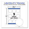 Durable White Id Labels w/ Sure Feed, 2.5" Dia, White, 72/Pk
