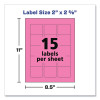 Printable Color Labels With Sure Feed And Easy Peel, 2 X 2.63, Assorted Colors, 15/Sheet, 10 Sheets/Pack