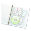 Two-Sided Cd Organizer Sheets For Three-Ring Binder, 4 Disc Capacity, Clear, 5/Pack