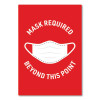 Preprinted Surface Safe Wall Decals, 7 X 10, Mask Required Beyond This Point, Red Face, White Graphics, 5/Pack