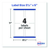 White Shipping Labels-Bulk Packs, Inkjet/Laser Printers, 3.5 X 5, White, 4/Sheet, 250 Sheets/Box