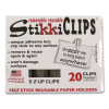 Stikkiclips, Adhesive Back, 40 Sheet Capacity, White, 20/Pack