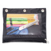 Binder Pencil Pouch, 3-Hole Punched, 10" x 7.38", Black/Clear