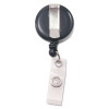 Deluxe Retractable Id Reel With Badge Holder, 24" Extension, Black, 12/Box