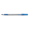 Round Stic Grip Xtra Comfort Ballpoint Pen, Stick, Fine 0.8 Mm, Blue Ink, Gray/Blue Barrel, Dozen