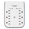 Surgeplus Usb Wall Mount Charger, 6 Ac Outlets/2 Usb Ports, 900 J, White/Black