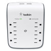 Surgeplus Usb Wall Mount Charger, 6 Ac Outlets/2 Usb Ports, 900 J, White/Black