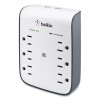 Surgeplus Usb Wall Mount Charger, 6 Ac Outlets/2 Usb Ports, 900 J, White/Black