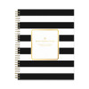 Day Designer Daily/Monthly Frosted Planner, Rugby Stripe Artwork, 10 x 8, Black/White Cover, 12-Month (July-June): 2025-2026
