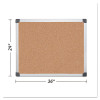 Value Cork Bulletin Board With Aluminum Frame, 24" x 36", Tan Surface, Satin Aluminum Frame
