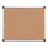 Value Cork Bulletin Board With Aluminum Frame, 24" x 36", Tan Surface, Satin Aluminum Frame