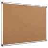 Value Cork Bulletin Board With Aluminum Frame, 24" x 36", Tan Surface, Satin Aluminum Frame