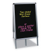 Reversible Wet Erase Sign Board, Black 23" x 33" Surface, Satin Aluminum Frame, 24" x 24" x 42"
