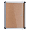 Slim-Line Enclosed Cork Bulletin Board With One Door, 28" x 38", Tan Surface, Satin Aluminum Frame
