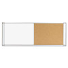 Cubicle Workstation Dry Erase Board, Combo Magnetic Dry Erase/Bulletin, 48" x 18", Tan/White Surface, Satin Aluminum Frame