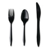 Three-Piece Polypropylene Cutlery Kit, Mediumweight, Fork/Knife/Spoon, Plastic, Black, 250/Carton