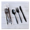 Three-Piece Polypropylene Cutlery Kit, Mediumweight, Fork/Knife/Spoon, Plastic, Black, 250/Carton