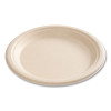 Bagasse Pfas-Free Dinnerware, Plate, Sugarcane, 9" Dia, Tan, 500/Carton