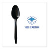 Mediumweight Polypropylene Cutlery, Spoon, Plastic, Black, 1,000/Carton