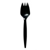 Mediumweight Wrapped Polypropylene Cutlery, Spork, Plastic, Black, 1,000/Carton