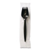 Mediumweight Wrapped Polypropylene Cutlery, Spork, Plastic, Black, 1,000/Carton