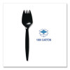 Mediumweight Wrapped Polypropylene Cutlery, Spork, Plastic, Black, 1,000/Carton