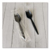 Mediumweight Wrapped Polypropylene Cutlery, Spork, Plastic, Black, 1,000/Carton
