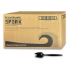 Mediumweight Wrapped Polypropylene Cutlery, Spork, Plastic, Black, 1,000/Carton