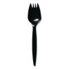 Mediumweight Wrapped Polypropylene Cutlery, Spork, Plastic, Black, 1,000/Carton