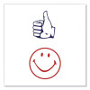 Dual Message Pre-Inked Round Stamp, Smiley Face/Thumbs-Up, 0.63" Dia, Red/Blue