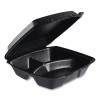Insulated Foam Hinged Lid Containers, 3 Compartments, 9.01" x 9.4" x 3.1", Black, 200/Carton
