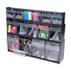 Tilt Bin Interlocking Multi-Bin Storage Organizer, 6 Sections, 23.63" X 3.63" X 4.5", Black/Clear