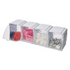 Tilt Bin Interlocking 4-Bin Organizer, Plastic, 4.63 x 4.88 x 5.5, White/Clear