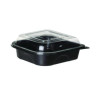 100% Recycled Content 6" Premium Take Out Containers, 12.5 Oz, Black Base/Clear Lid, Plastic, 50/Pack, 3 Packs/Carton
